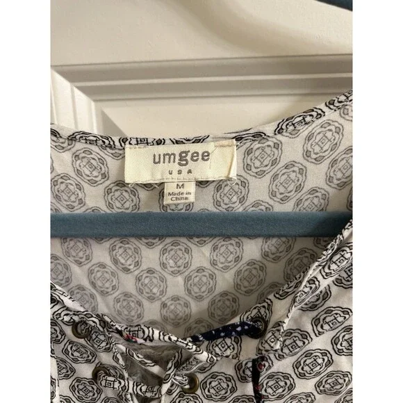 Umgee USA Women’s Tunic Dress Embroidered Boho Hi Low Medallion Gathered Hem Med - Picture 8 of 8